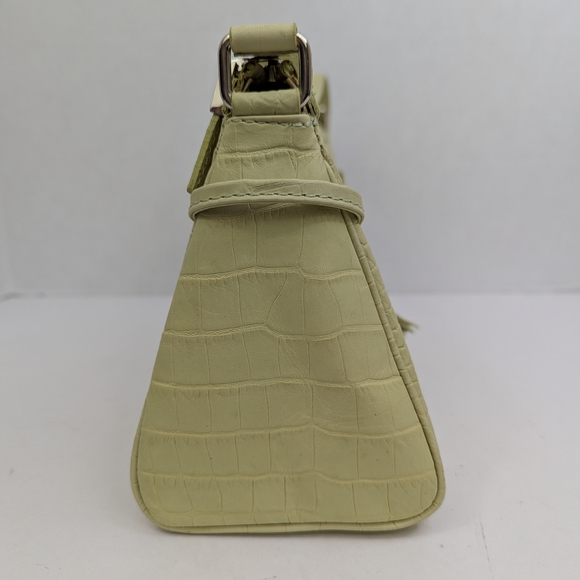 NWT Talbots Purse Crocodile Embossed Lime Green Leather Top Handle Handbag Y2K - Picture 4 of 15